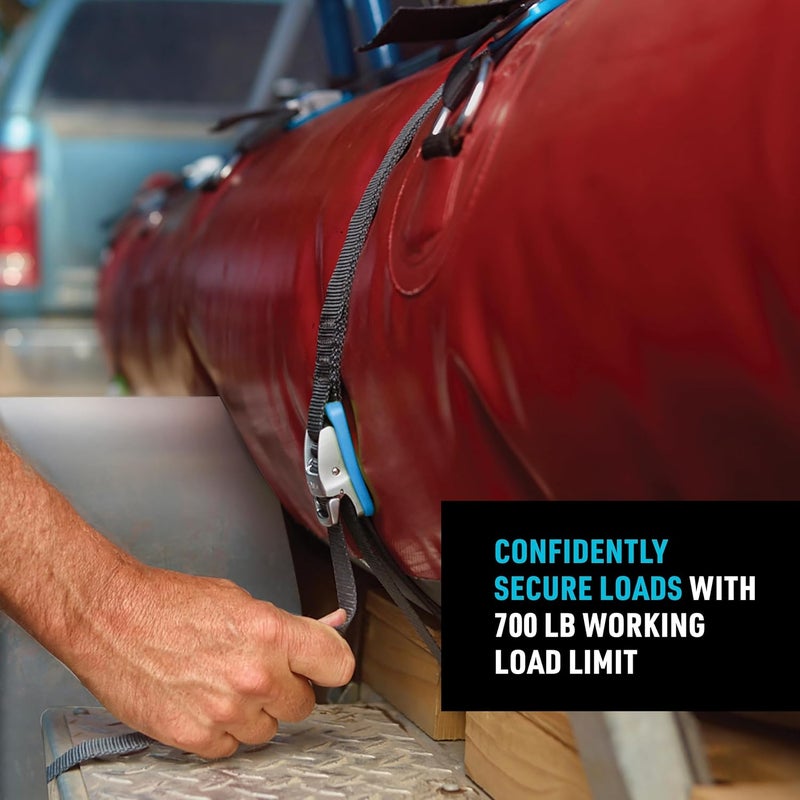 NiteIze CamJam Tie Down Strap - Tie Down Ratchet Straps - Straps for Trucks & Cars - Tie Downs for Luggage & Gear - 6 ft Strap, Blue (Pack of 2) - Image 4